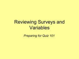 Review of Definitions, Surveys, Categorical vs Quantitative