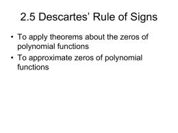 7.5 Descartes` Rule of Signs