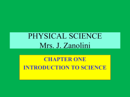 chapter one - Mrs Zanolini`s Chem & Physical Science Classes