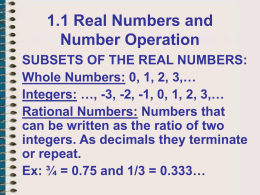 AII 1.1 Real Numbers and Number Operation