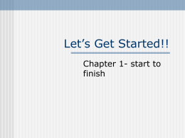 Let`s Get Started!!
