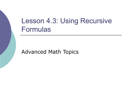 Lesson 4.3: Using Recursive Formulas