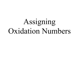 Chapter 10 - Assigning Oxidation Numbers