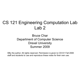 CS 121 Engineering Computation Lab