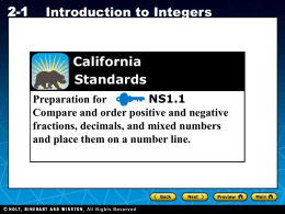 2.1 Introduction to Integers