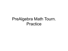 PreAlgebra Math Tourn. Practice