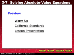 2-7 Solving Absolute-Value Equations