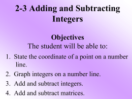 Add and Subtract Integers