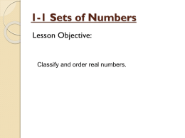 1-1 Sets of Numbers