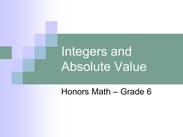 1-1 Integers & Abs Value