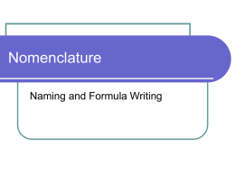 Nomenclature - KalkmanChemistry