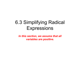 7.3 Multiplying Radical Expression