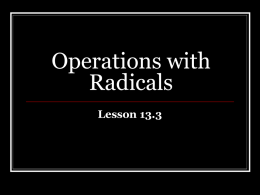 Operations with Radicals