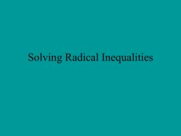Solving Radical Inequalities