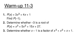 Lesson 11-3 Theorems about Roots