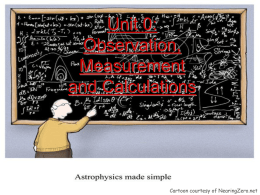 Unit 0: Observation, Measurement and Calculations