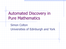 Automated Discovery in Pure Mathematics