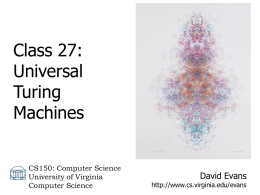 Universal Turing Machines - University of Virginia, Department of