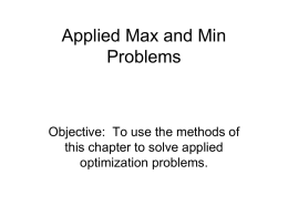 Applied Max and Min Problems