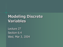 Lecture 27 - Modeling Discrete Variables
