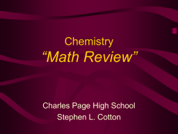 Chemistry – Math Review