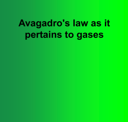 Avagadro`s law as it pertains to gases