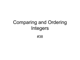 Comparing and Ordering Integers