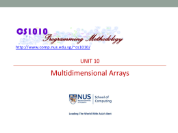Unit 10: Multidimensional Arrays
