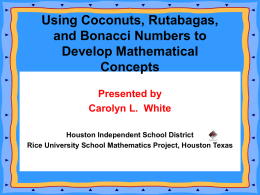 Using coconuts, rutabagas, and `bonacci numbers` - RUSMP