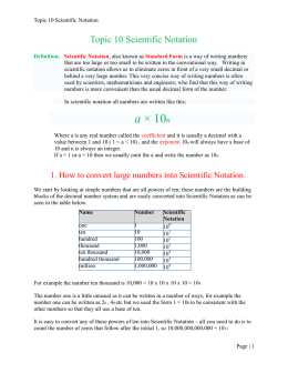 Topic 10 Scientific Notationx