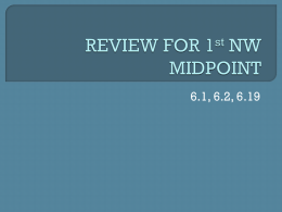 REVIEW FOR 1st NW MIDPOINT