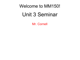 Welcome to the Unit 1 Seminar for College Algebra!