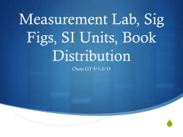 9/1-2 Fin Meas Lab, Sig Figs, SI Units
