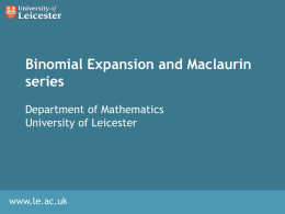 Binomial expansion and Maclaurin series