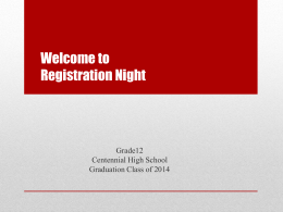 Welcome to Registration Night