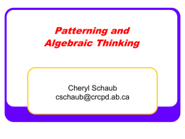 Patterns and Algebra File