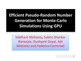 Efficient Pseudo-Random Number Generation for Monte
