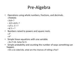 Pre and Elementary Algebra ACT Powerpointx