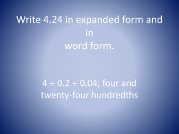 Write 4.24 in expanded form and in word form.