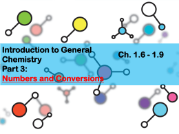 Numbers and Conversions - Chemistry at Winthrop University