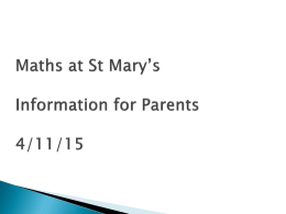 Parents maths presentation Nov 15