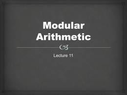 Modular Arithmetic - UTEP Math Department