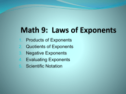 Math 9: Laws of Exponents