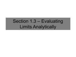 Section 1.3 * Evaluating Limits Analytically
