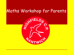 Maths Workshop for Parents