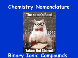 Ionic Bond Nomenclature x