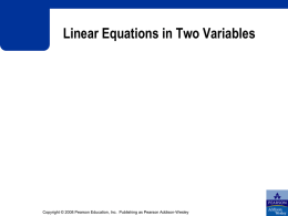 Linear Equations in Two Variables