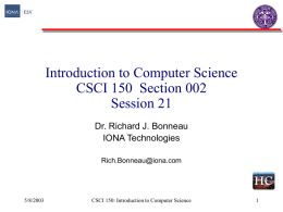 CSCI 150 Introduction to Computer Science
