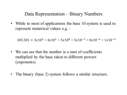 Data Representation (in x)