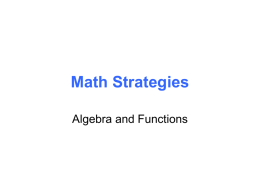 Week 4 Algebra and Functions